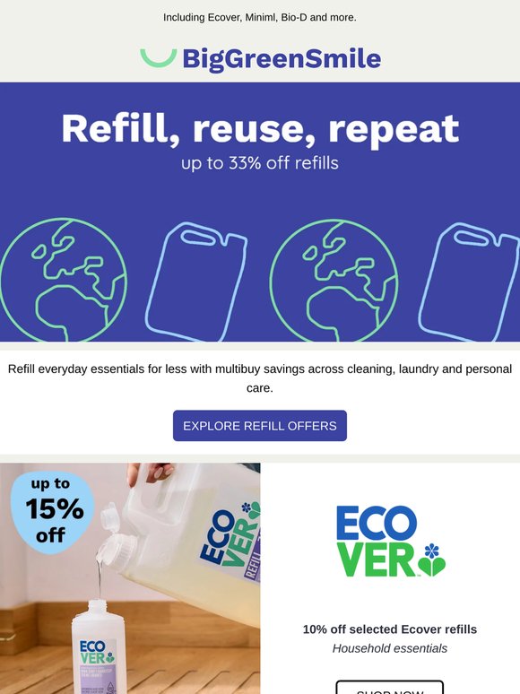 Refill, reuse, repeat: up to 33% off