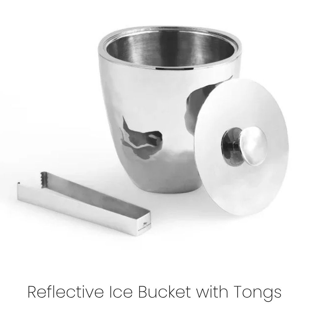Reflective Ice Bucket with Tongs