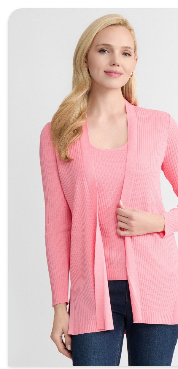 Sutton Cardigan, Ribbed Knit