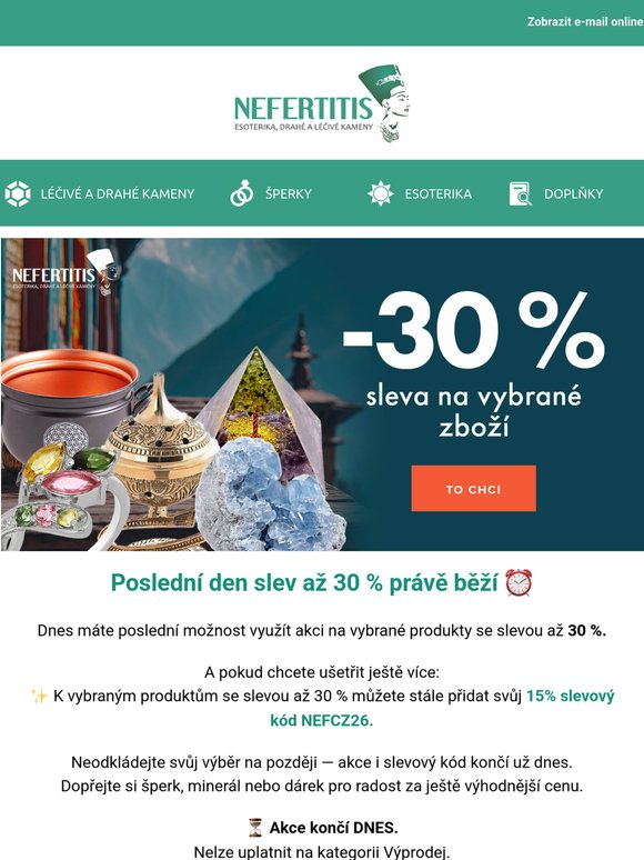 Dnes končí sleva až 30 % + váš kód NEFCZ26 ⏰