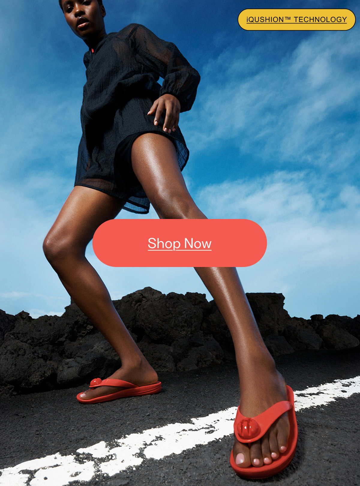 IQUSHION Glossy-Button Flip-Flops Hero