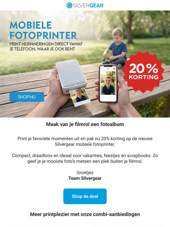 📸 20% korting op de nieuwe fotoprinter
