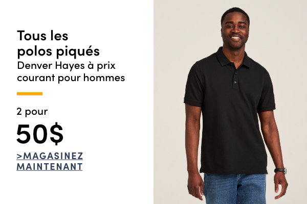Tous les polos piqués Denver Hayes à prix courant pour hommes 2 pour 50$