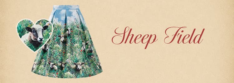 Aisley Sheep Field Pleated Midi Skirt