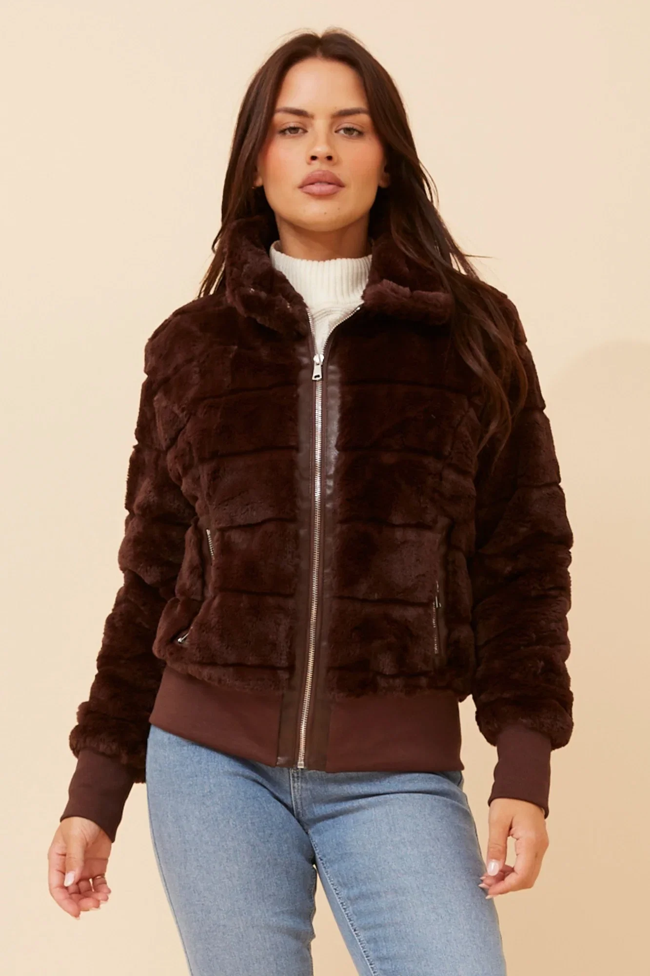 Image of RAYMA FAUX FUR BOMBER JACKET