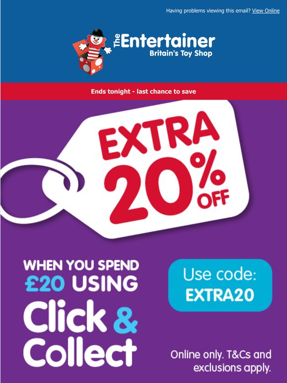 Extra 20% off ENDS TONIGHT ⏳