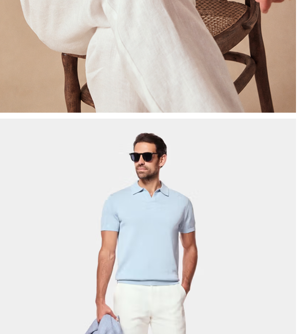 Pale Blue Open Collar Knitted Polo Shirt