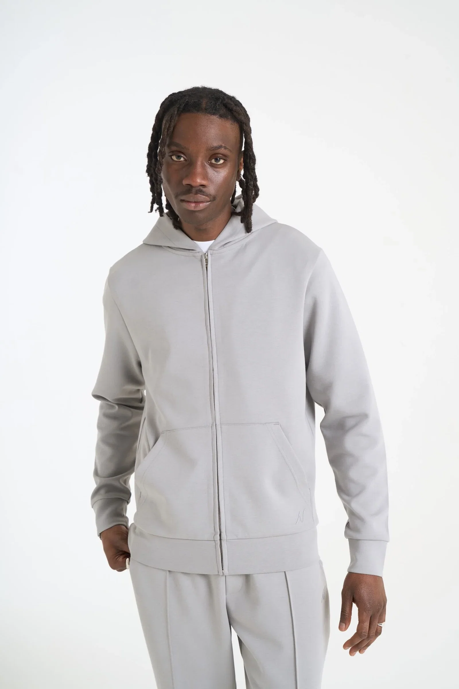 Image of NICCE Mens Luxe Full Zip Hoodie | Circular Grey