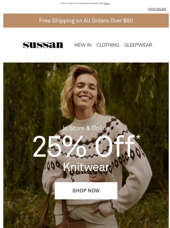 25% Off Knitwear + More