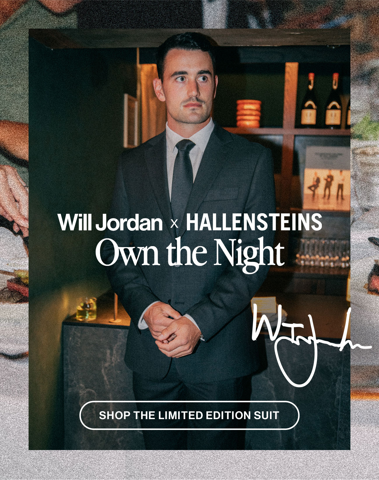 Own the Night. Will Jordan x Hallensteins. Shop the limited edition suit.