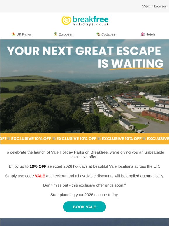 EXCLUSIVE: 10% Off Vale Holiday Parks 😎
