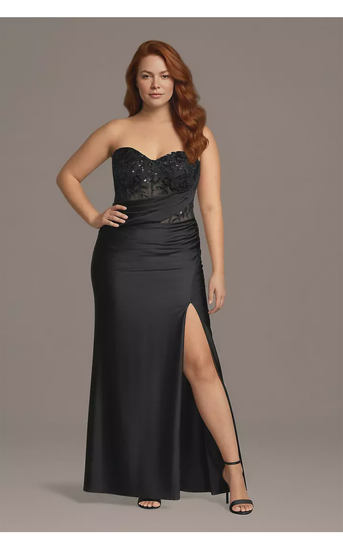 Stretch Satin Draped Sheath Dress with Sequins