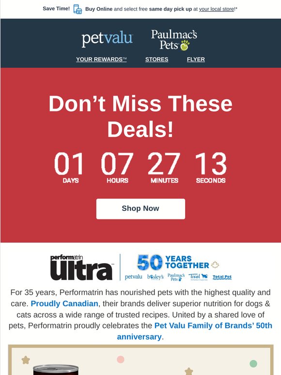 🐾 Last Call! Save $10 on select dog & cat food