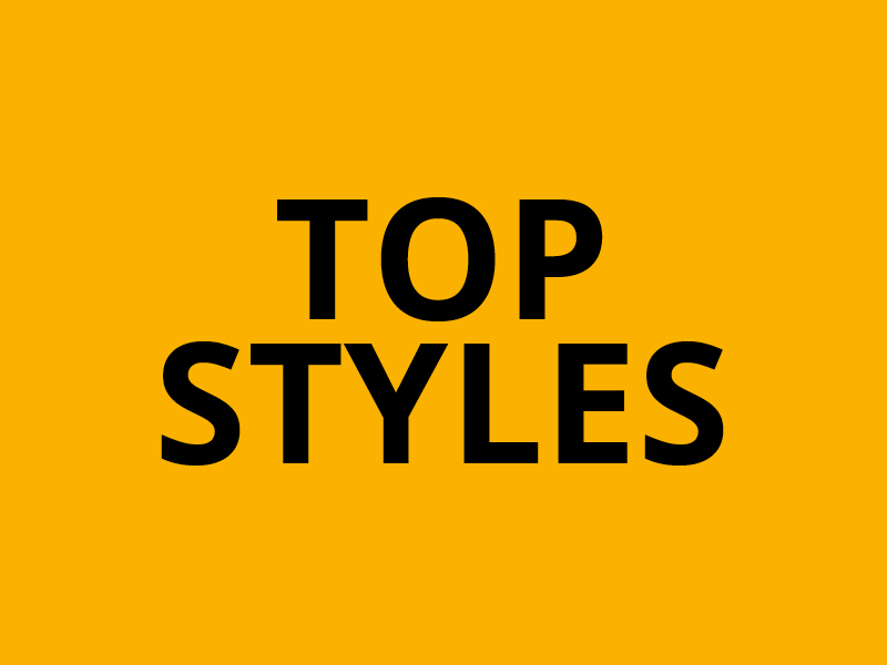 Ein sonnengelber Banner mit dem Text: TOP STYLES für kurze Zeit bis zu 50% reduziert