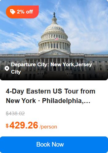 4-Day Eastern US Tour from New York · Philadelphia, Washington D.C., Niagara Falls and Boston | Budget Tour 4.6 (158 reviews) Tour Code: 720531