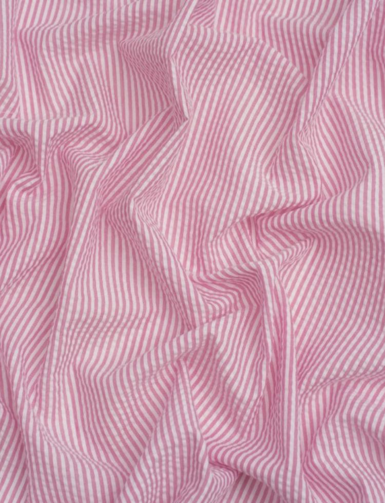 Minerva Core Range Stripe Cotton Seersucker Fabric Fuchsia