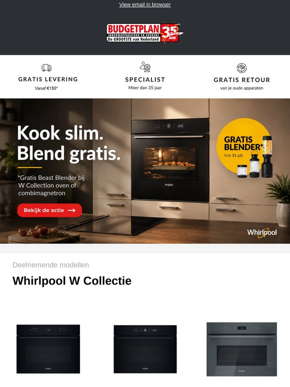 Gratis Beast Blender bij je nieuwe Whirlpool oven 🎁
