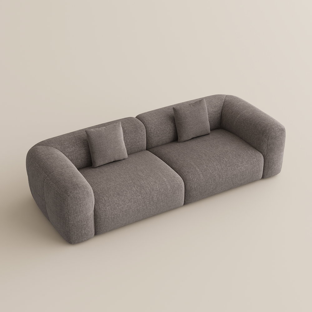 Image of Minimalist Couch, Vintage Chenille Lounge Sofa, Extra Deep Seating, Plush Embrace, Comfy Couch for Living Room