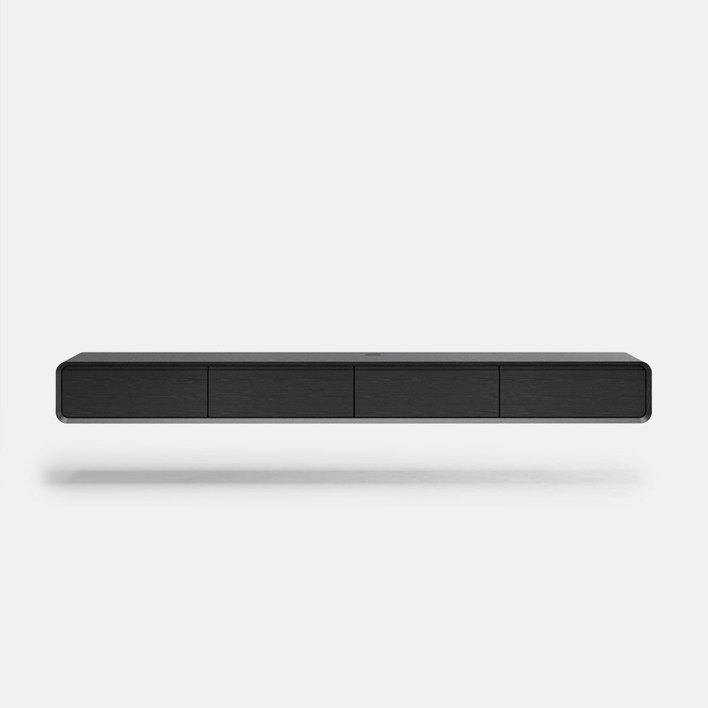 Image of Black Floating TV Stand, Modern Wall-Mounted Entertainment Center, TV Console, Media Console 78