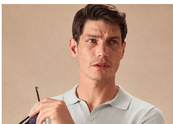 Light Sage Open Collar Knitted Polo Shirt