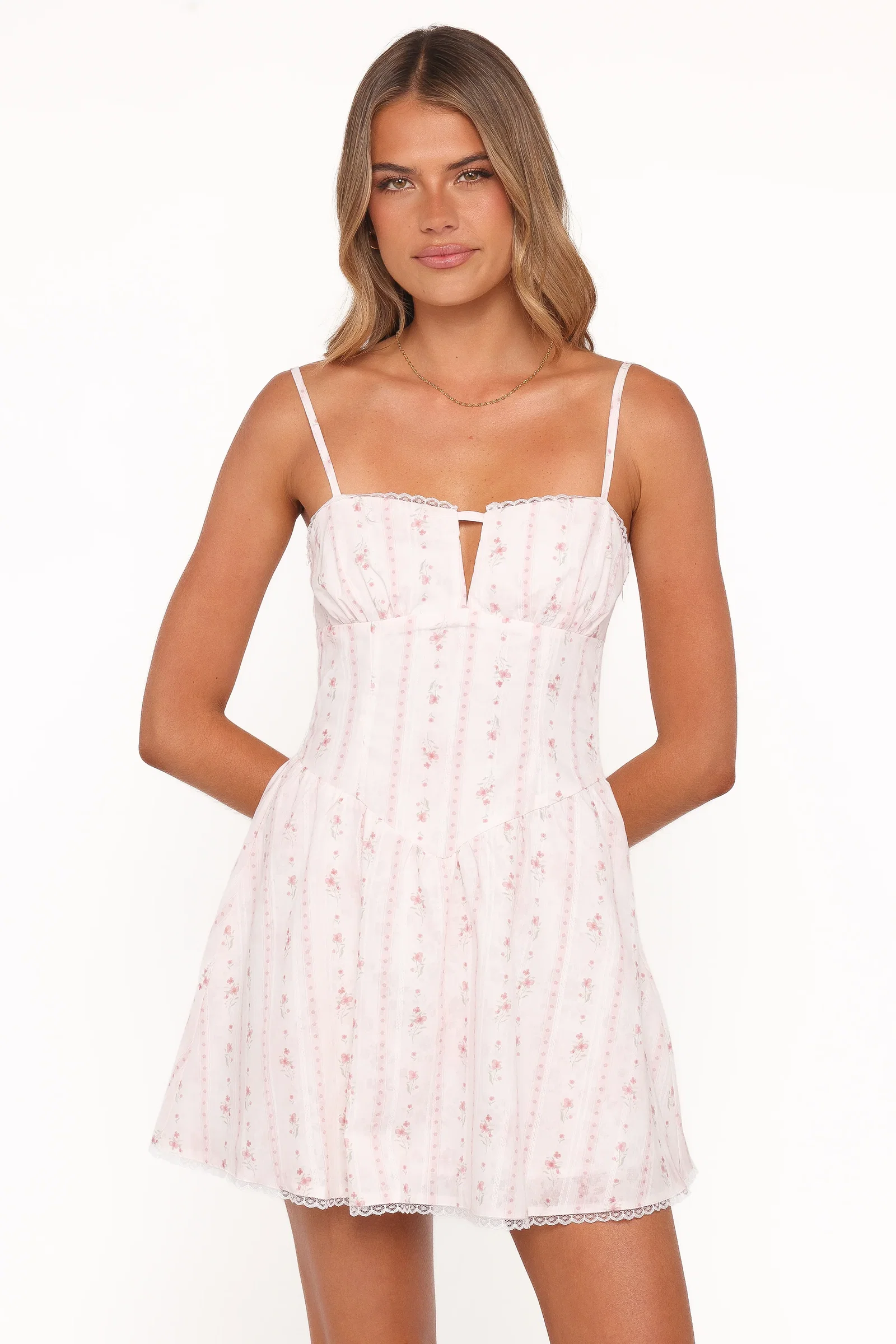 Image of Athena Mini Dress - White Floral