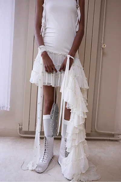 Strapless dress with ruffles