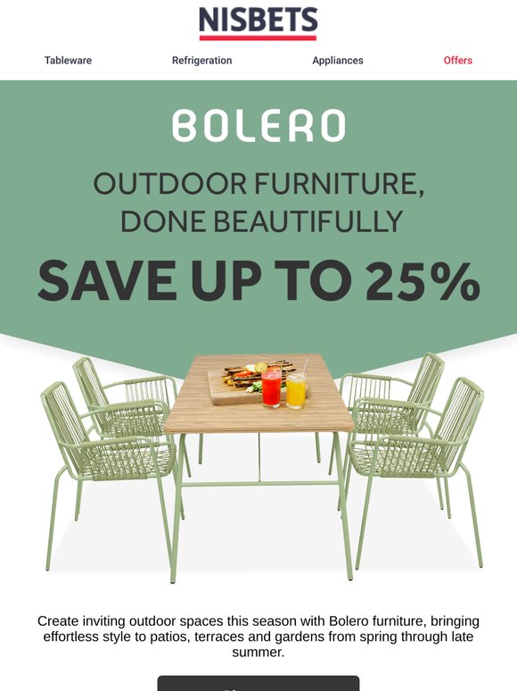 Save up to 25% on stylish outdoor furniture