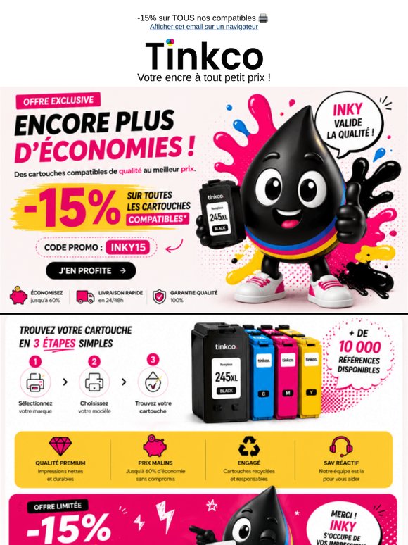 🎟️-15% sur vos Cartouches D'Encre