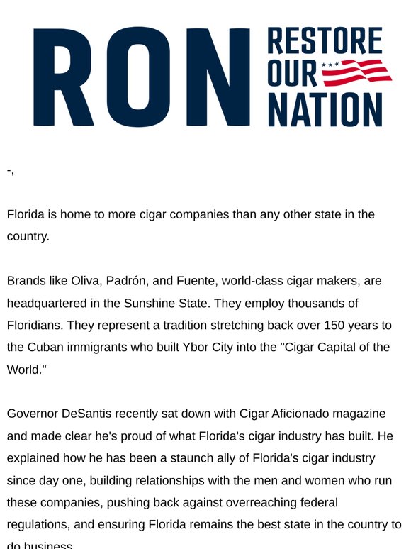 Cigar Aficionado Magazine Cover with Ron DeSantis