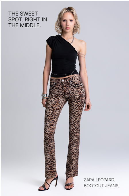 THE SWEET SPOT. RIGHT IN THE MIDDLE. | SHOP Zara Leopard Bootcut Jeans