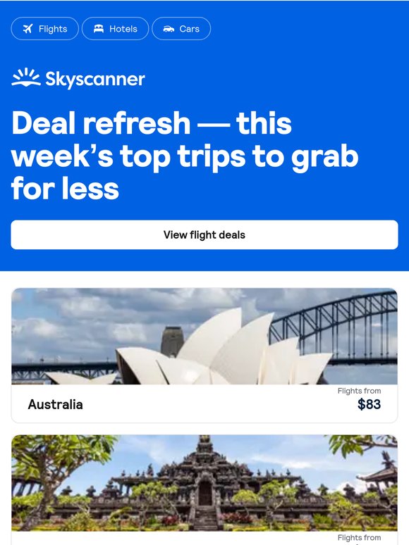 Lowest prices this week: $83 return