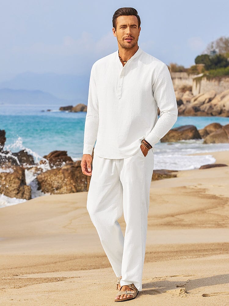 Image of Casual 2 Pieces Henley Shirts Set (US Only)