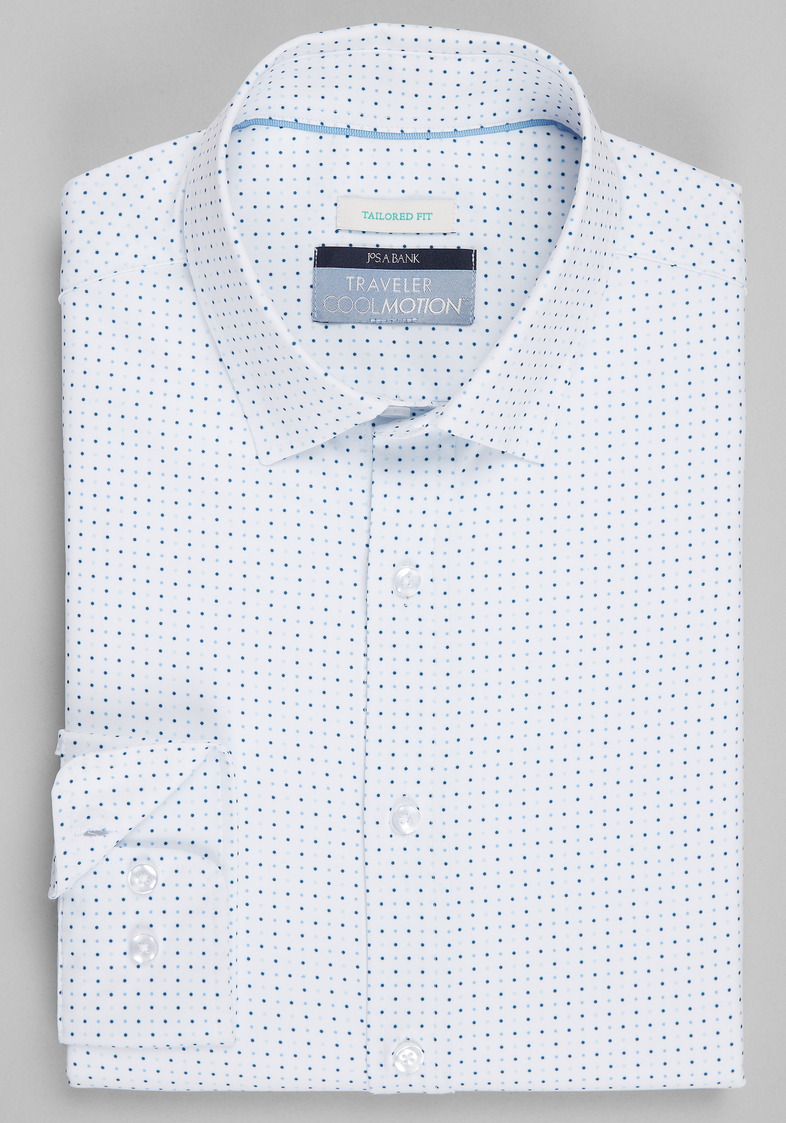 Traveler® Collection Tailored Fit Polka Dot 4-Way Stretch Sportshirt CLEARANCE