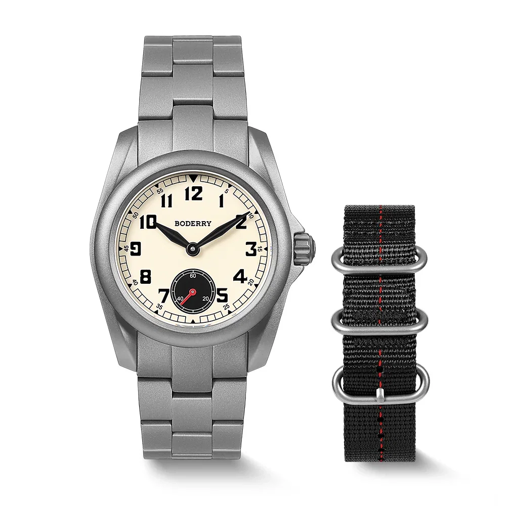 VOYAGER S72 – 72-Hour Power Reserve Titanium Automatic Field Watch, 100M Water Resistant | Cream/Bracelet