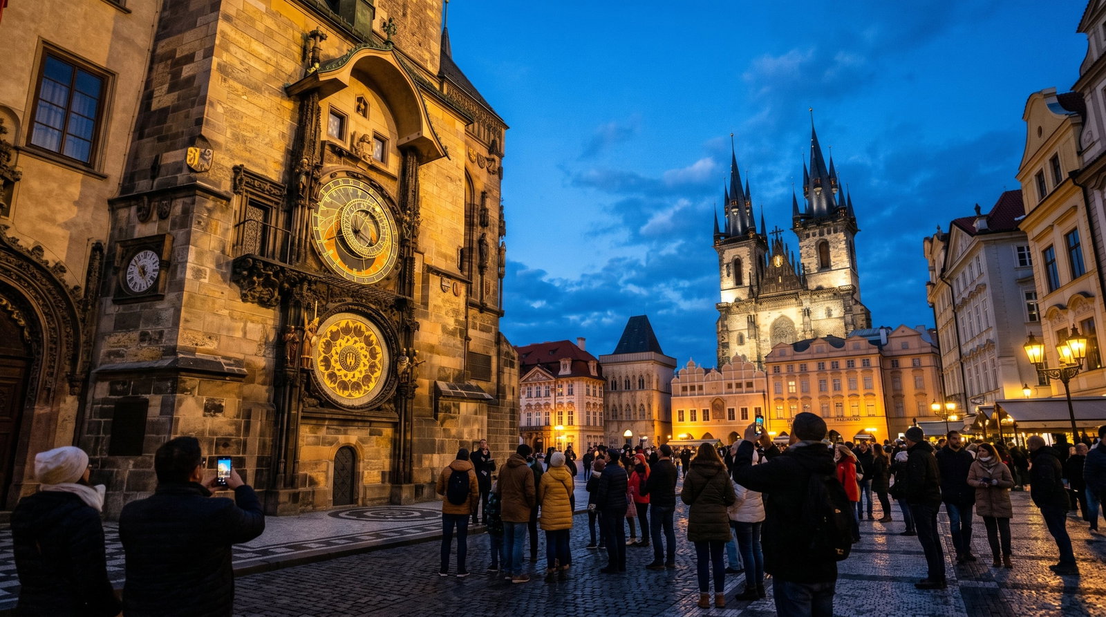 Praga, casco histórico al atardecer