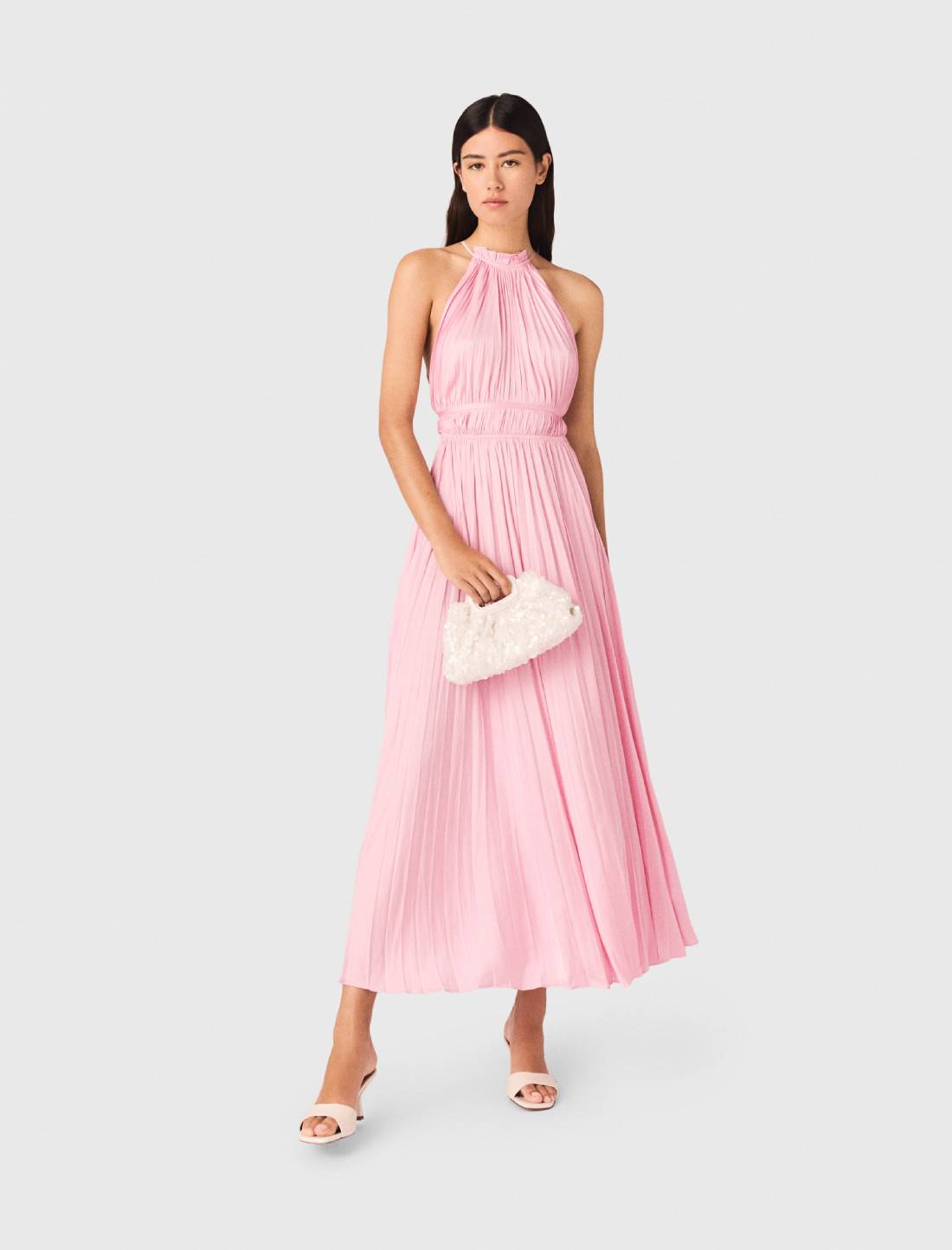 Robe longue plissée