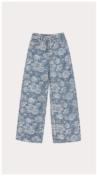 Mid Rise Floral Denim Wide Leg Jeans