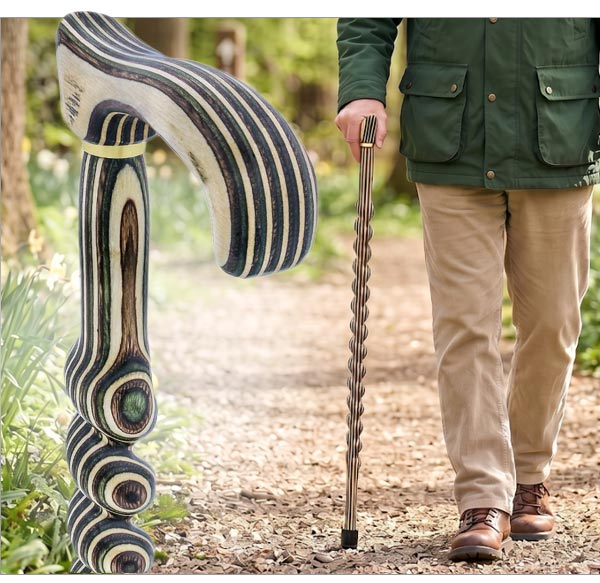Man walking with cane outdoors