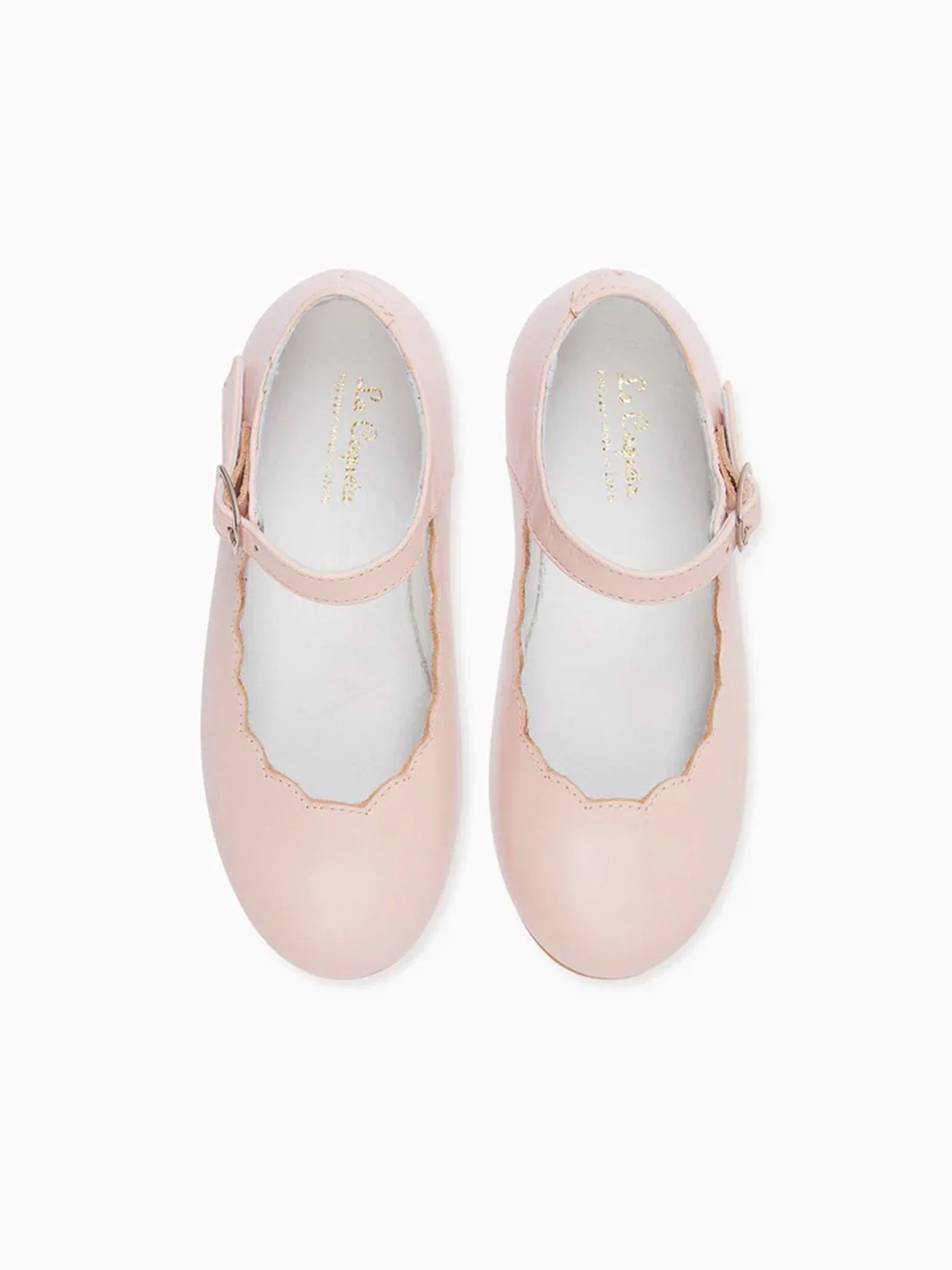 Image of Blush Leather Girl Scallop Mary Jane Shoes