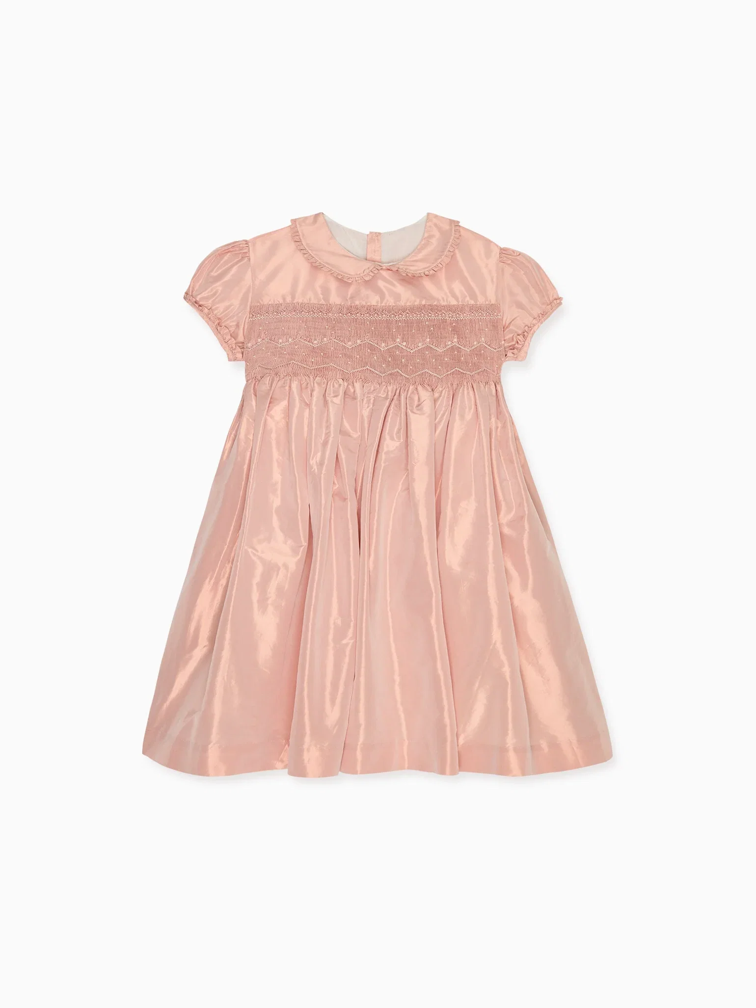 Image of Blush Eleanor Silk Ceremony Girl Hand-Smocked Dress