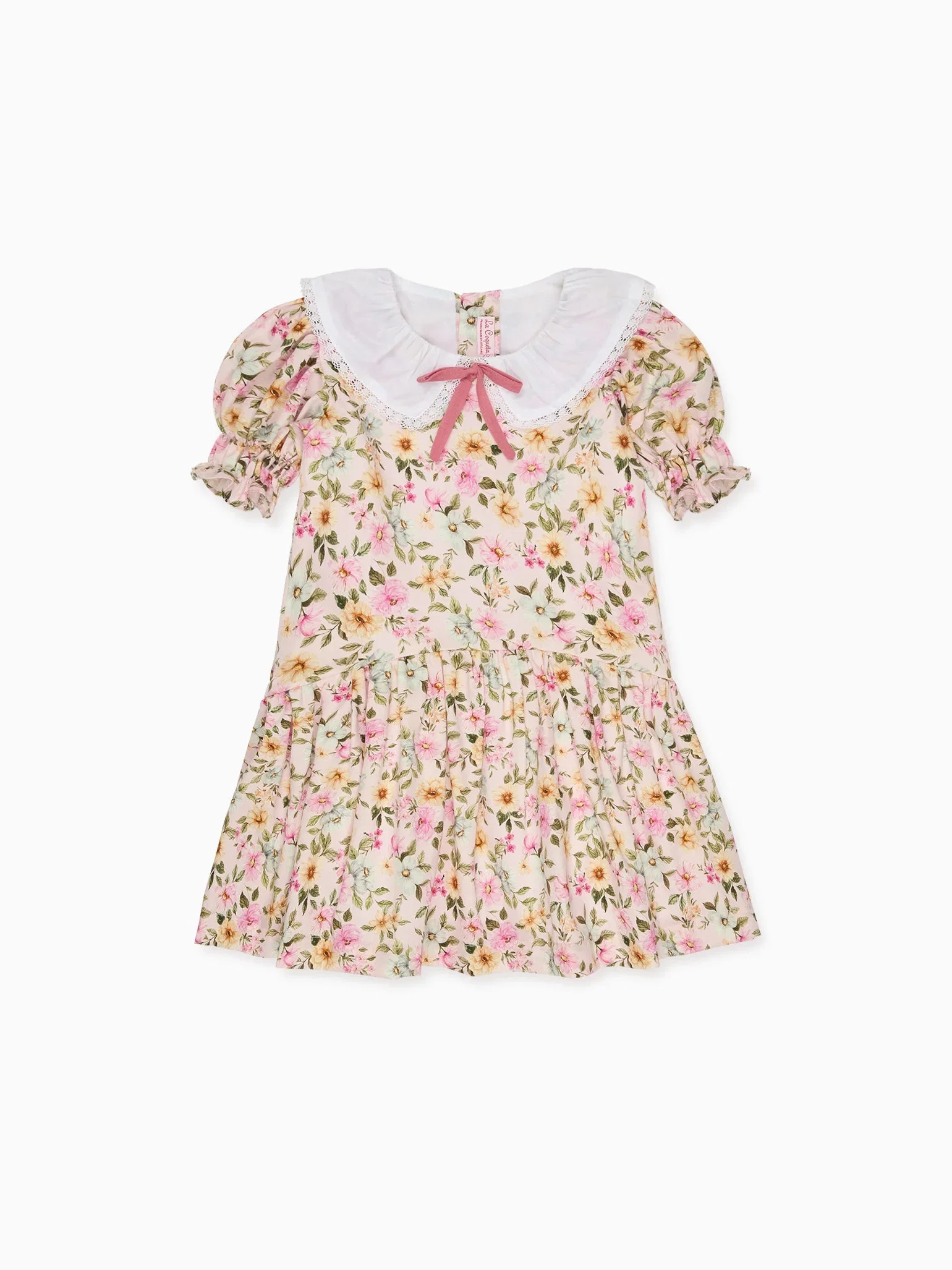 Image of Light Pink Floral Izara Girl Drop Waist Dress