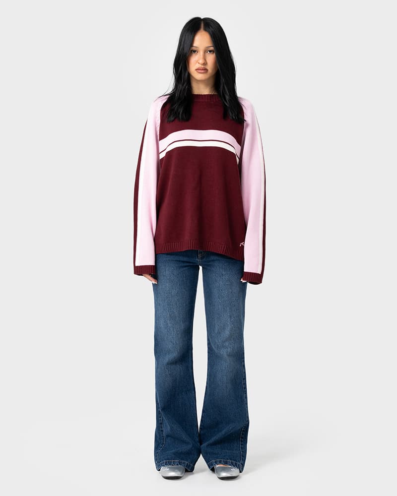 White Lines Two Crew Neck Knit