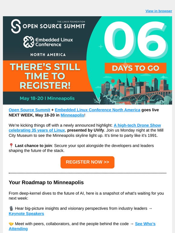Final Call: 6 Days Until Open Source Summit + ELC North America!