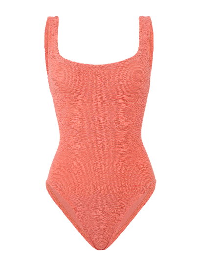 Square Neck Swim Metallic Coral