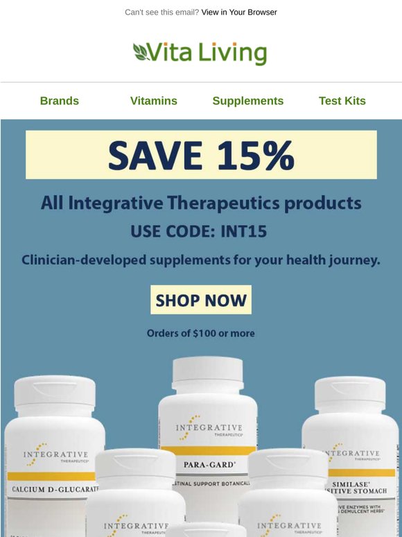 Deal of the Week! 15% Off Integrative Therapeutics Supplements