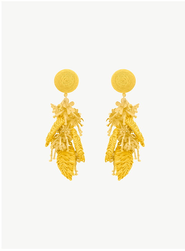Raffia Tassel Bouquet Clip-On Earrings