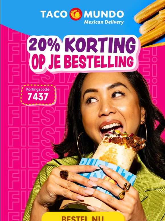 SUPER DEAL: 20% korting op je bestelling! 🌮 🌯