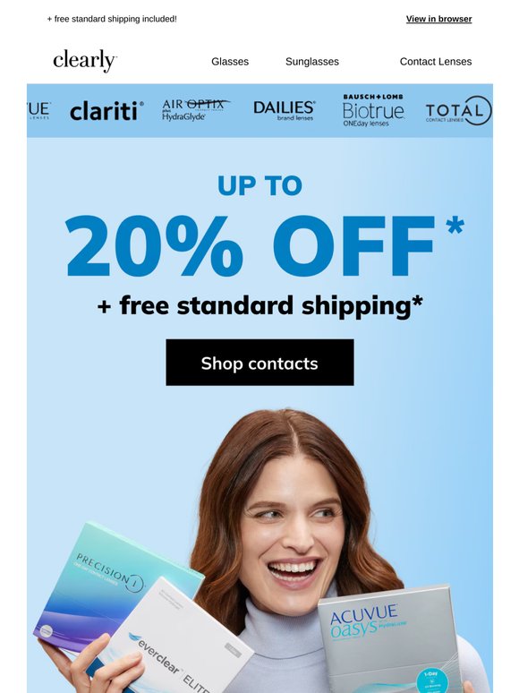 A rare 20% off Alcon contacts