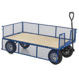 Industrial Plywood Base & Mesh Sides Turntable Truck 1500L x 750W 500kg