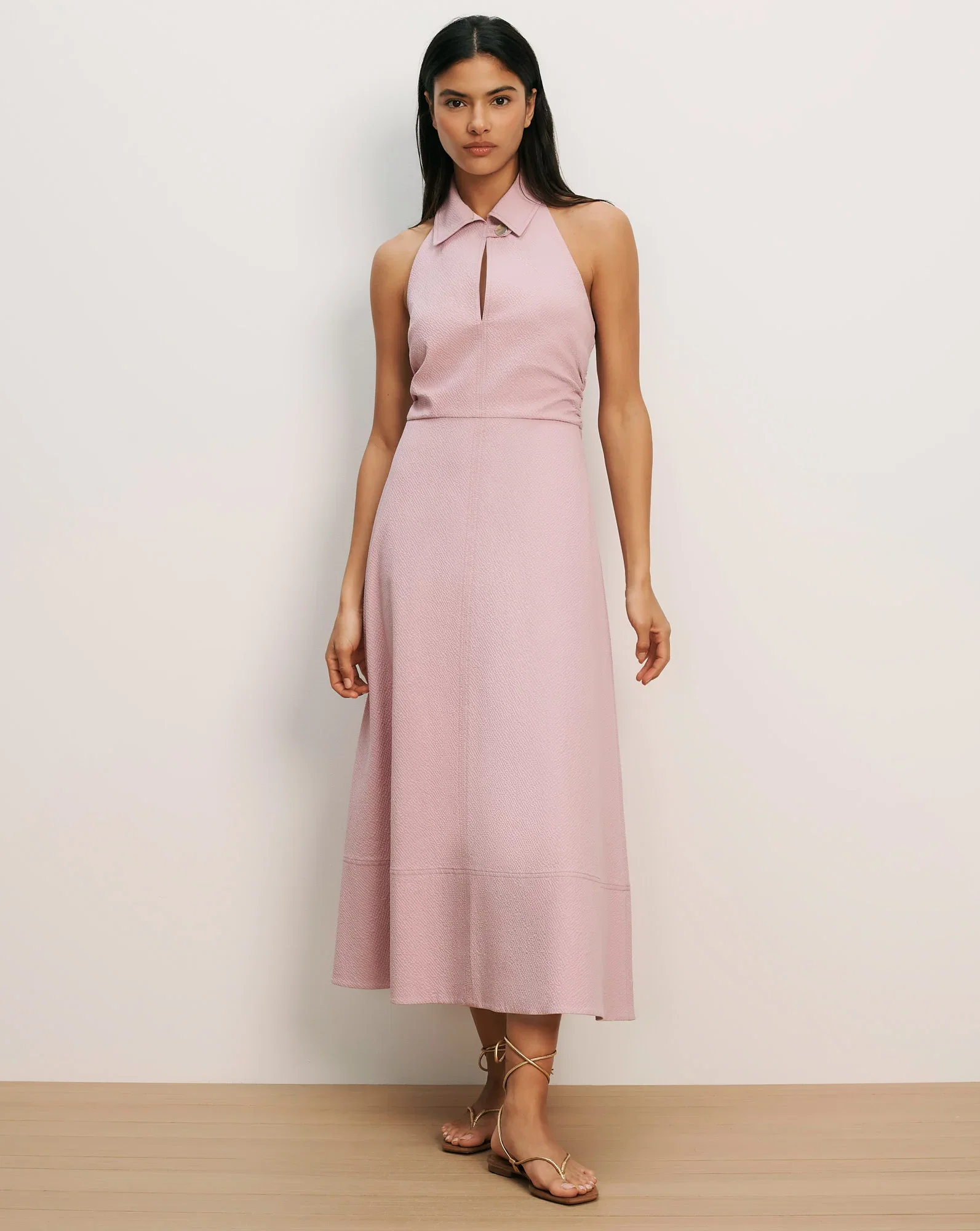 Image of Mackey Seersucker Halter Midi Dress